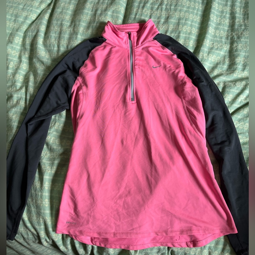 Bubble gum pink Nike half zip.